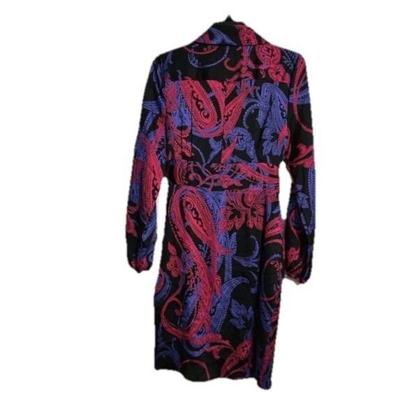 Tahari ASL Printed Faux-Wrap Dress Women's Multi V-Neck Side Zip Size 16 - Picture 3 of 8